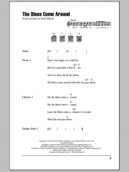 page one of The Blues Come Around (Guitar Chords/Lyrics)