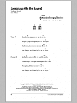 page one of Jambalaya (On The Bayou) (Guitar Chords/Lyrics)