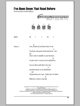 page one of I've Been Down That Road Before (Guitar Chords/Lyrics)