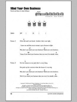page one of Mind Your Own Business (Guitar Chords/Lyrics)