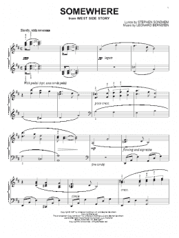 page one of Somewhere (from West Side Story) (Piano Solo)