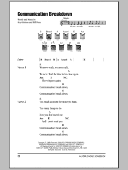 page one of Communication Breakdown (Guitar Chords/Lyrics)