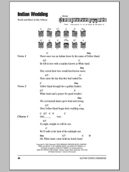 page one of Indian Wedding (Guitar Chords/Lyrics)