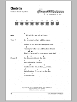 page one of Claudette (Guitar Chords/Lyrics)