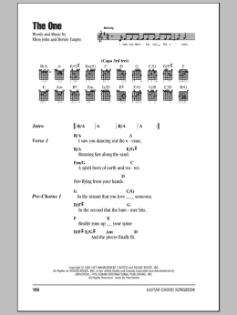 page one of The One (Guitar Chords/Lyrics)