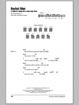 page one of Rocket Man (I Think It's Gonna Be A Long Long Time) (Guitar Chords/Lyrics)