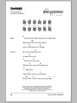 page one of Goodnight (Guitar Chords/Lyrics)