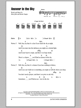 page one of Answer In The Sky (Guitar Chords/Lyrics)