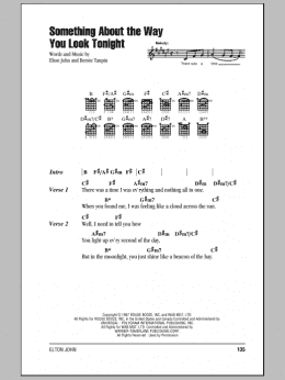 page one of Something About The Way You Look Tonight (Guitar Chords/Lyrics)