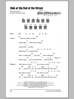page one of Club At The End Of The Street (Guitar Chords/Lyrics)