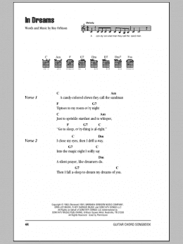 page one of In Dreams (Guitar Chords/Lyrics)