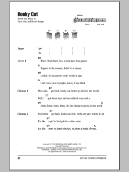 page one of Honky Cat (Guitar Chords/Lyrics)