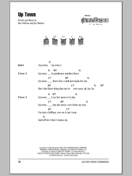 page one of Up Town (Guitar Chords/Lyrics)