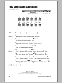 page one of They Dance Alone (Cueca Solo) (Guitar Chords/Lyrics)