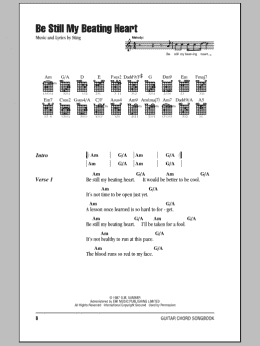 page one of Be Still My Beating Heart (Guitar Chords/Lyrics)
