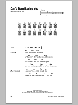 page one of Can't Stand Losing You (Guitar Chords/Lyrics)