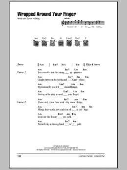 page one of Wrapped Around Your Finger (Guitar Chords/Lyrics)