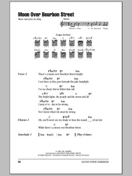page one of Moon Over Bourbon Street (Guitar Chords/Lyrics)