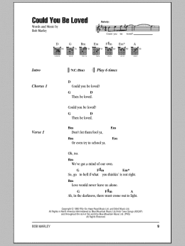 page one of Could You Be Loved (Guitar Chords/Lyrics)