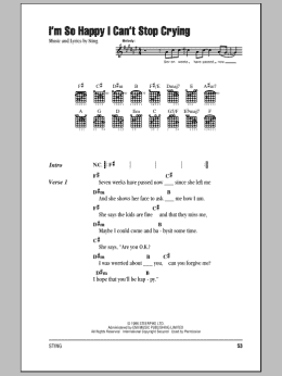page one of I'm So Happy I Can't Stop Crying (Guitar Chords/Lyrics)