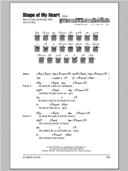 page one of Shape Of My Heart (Guitar Chords/Lyrics)