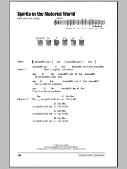 page one of Spirits In The Material World (Guitar Chords/Lyrics)