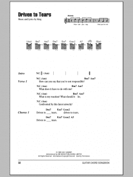 page one of Driven To Tears (Guitar Chords/Lyrics)