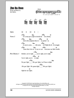 page one of Zim Ba Bwe (Guitar Chords/Lyrics)