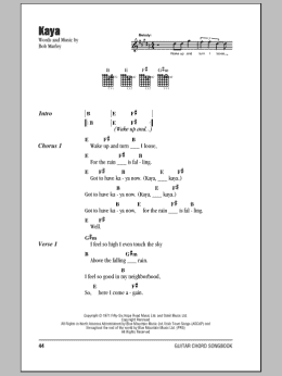 page one of Kaya (Guitar Chords/Lyrics)