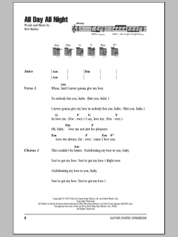 page one of All Day All Night (Guitar Chords/Lyrics)