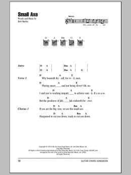 page one of Small Axe (Guitar Chords/Lyrics)