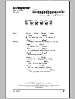 page one of Waiting In Vain (Guitar Chords/Lyrics)