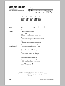 page one of Who The Cap Fit (Guitar Chords/Lyrics)