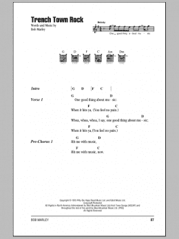 page one of Trench Town Rock (Guitar Chords/Lyrics)