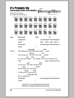 page one of It's Probably Me (Guitar Chords/Lyrics)