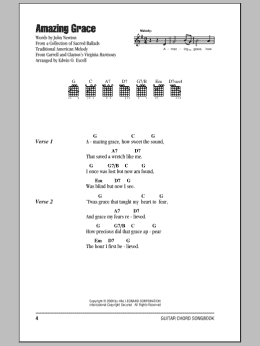 page one of Amazing Grace (Guitar Chords/Lyrics)
