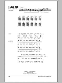 page one of I Love You (Guitar Chords/Lyrics)