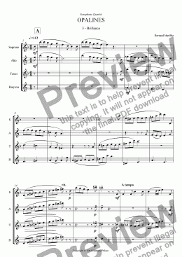 page one of Opalines - 3e mvt - Brillance (Sax Quartet)