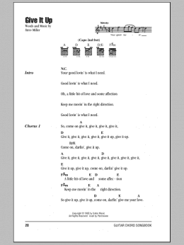 page one of Give It Up (Guitar Chords/Lyrics)