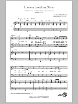 page one of I Love A Broadway Show (SATB Choir)