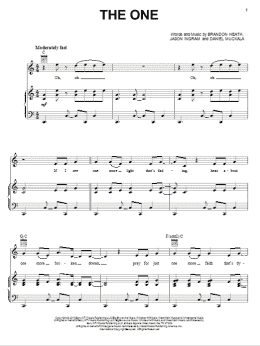page one of The One (Piano, Vocal & Guitar Chords (Right-Hand Melody))
