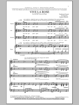 page one of Vive La Rose (SATB Choir)