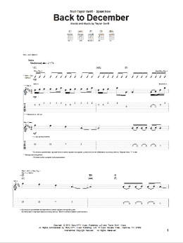 page one of Back To December (Guitar Tab)