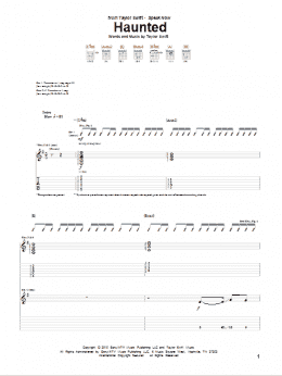 page one of Haunted (Guitar Tab)
