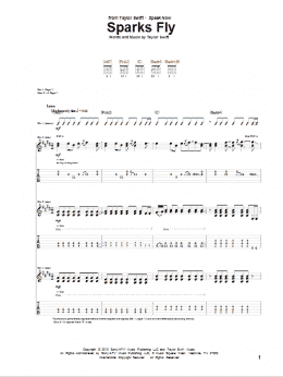 page one of Sparks Fly (Guitar Tab)
