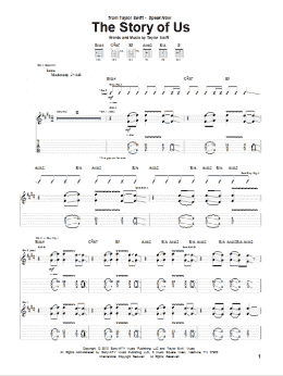 page one of The Story Of Us (Guitar Tab)