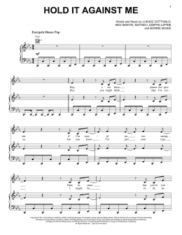 page one of Hold It Against Me (Piano, Vocal & Guitar Chords (Right-Hand Melody))