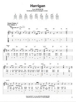 page one of Harrigan (Easy Guitar Tab)