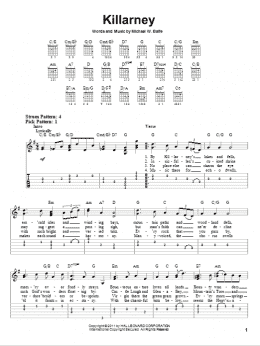 page one of Killarney (Easy Guitar Tab)