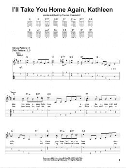 page one of I'll Take You Home Again, Kathleen (Easy Guitar Tab)